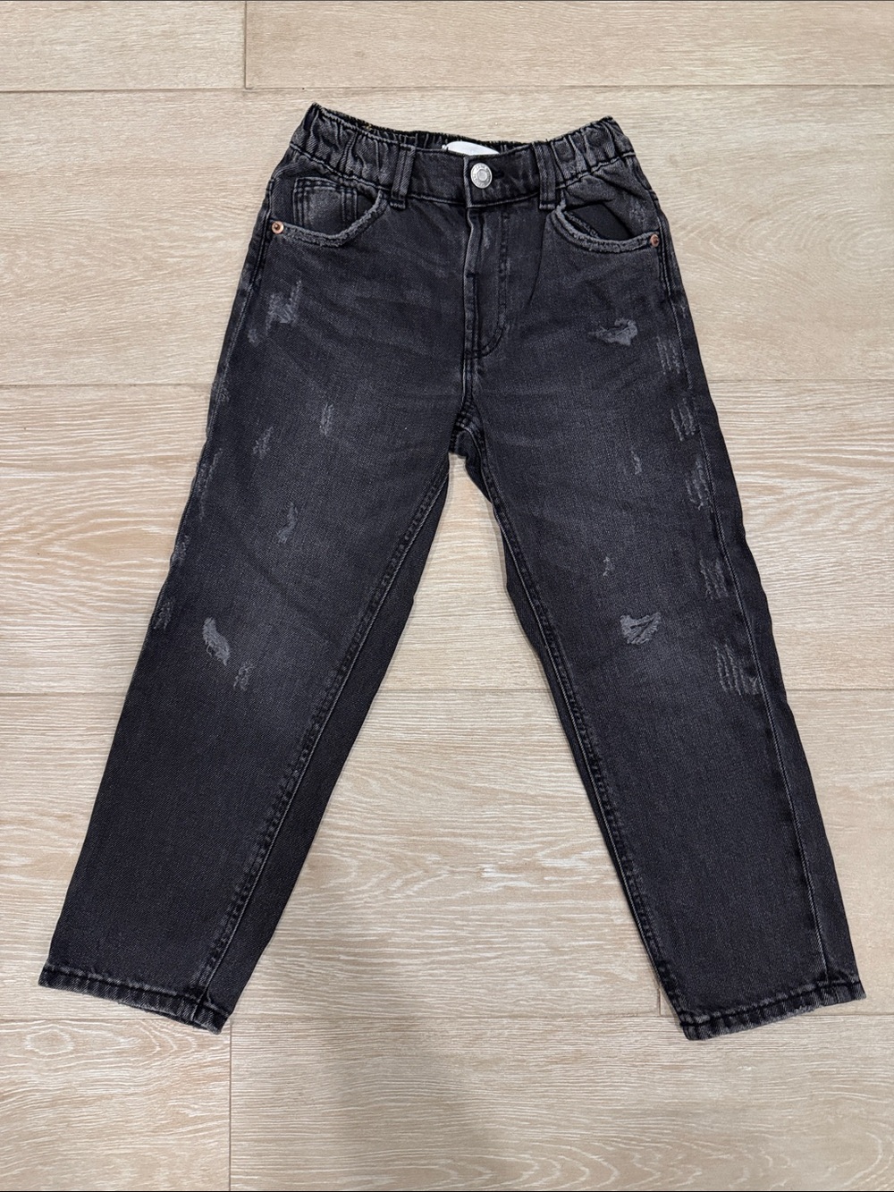 Zara Black Distressed Kids Jeans - Casual Straight Fit